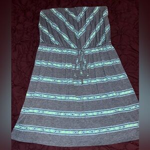 Mossimo Supply Co. Strapless Gray Dress with Blue and Green Accents